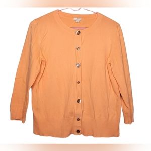 J.Jill Women Button Down Orange Cardigan Stretch Sweater Size S w 3/4 Sleeves